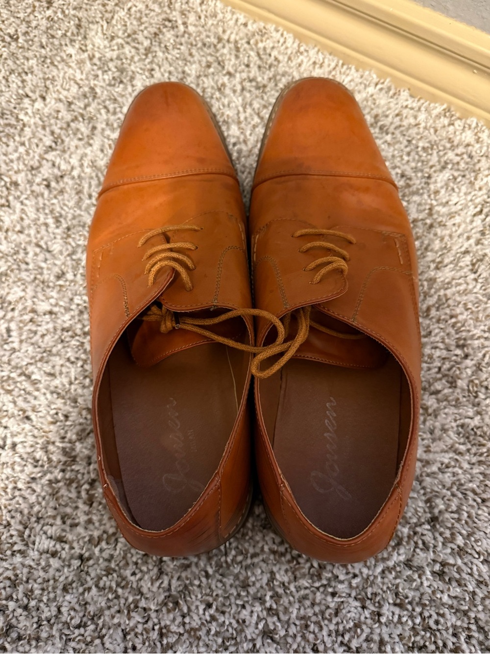 Men's Tan Leather Lace-Up Dress Shoes